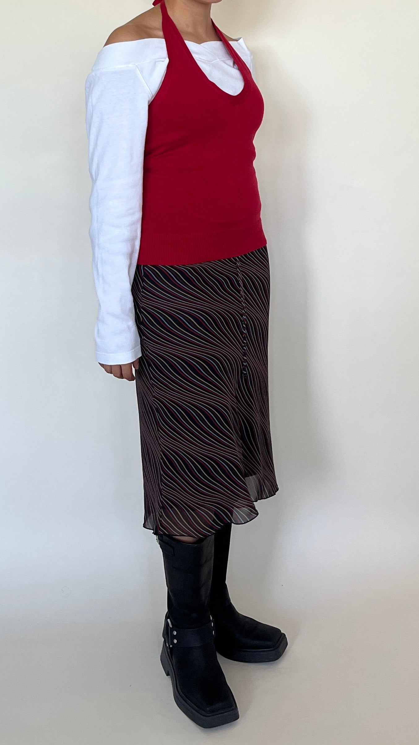 Jupe midi rayée vintage