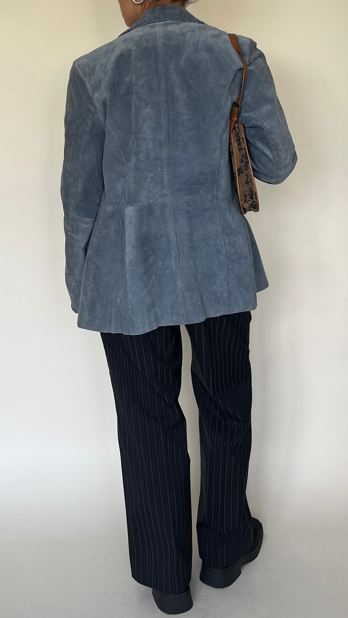 Pantalon tailoring rayé bleu marine