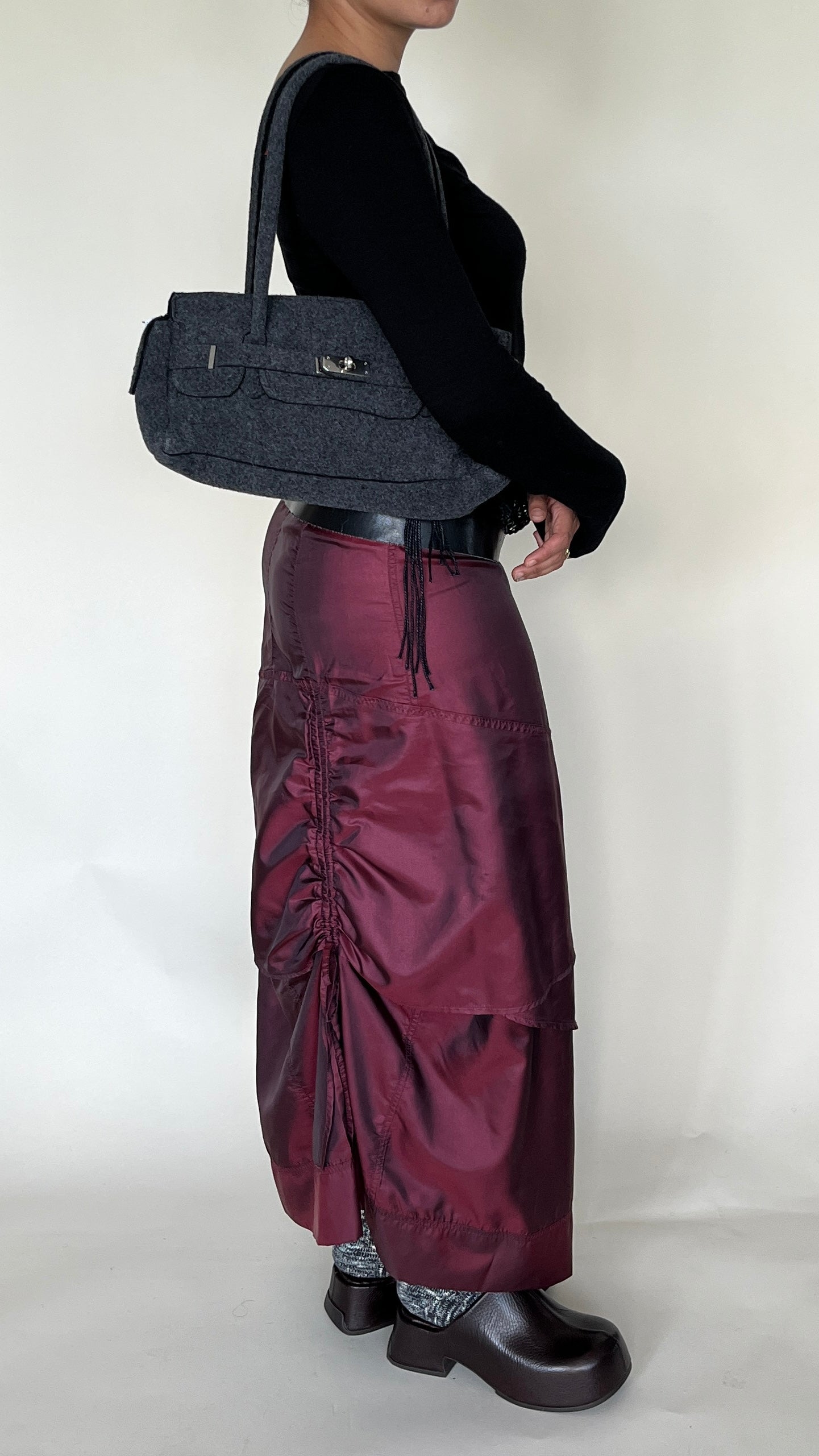 Sac baguette en feutrine gris