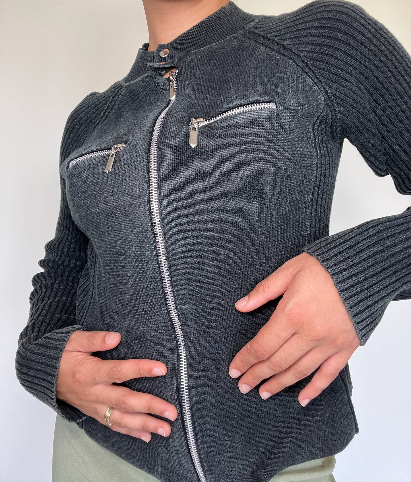 Veste zippée noir délavé