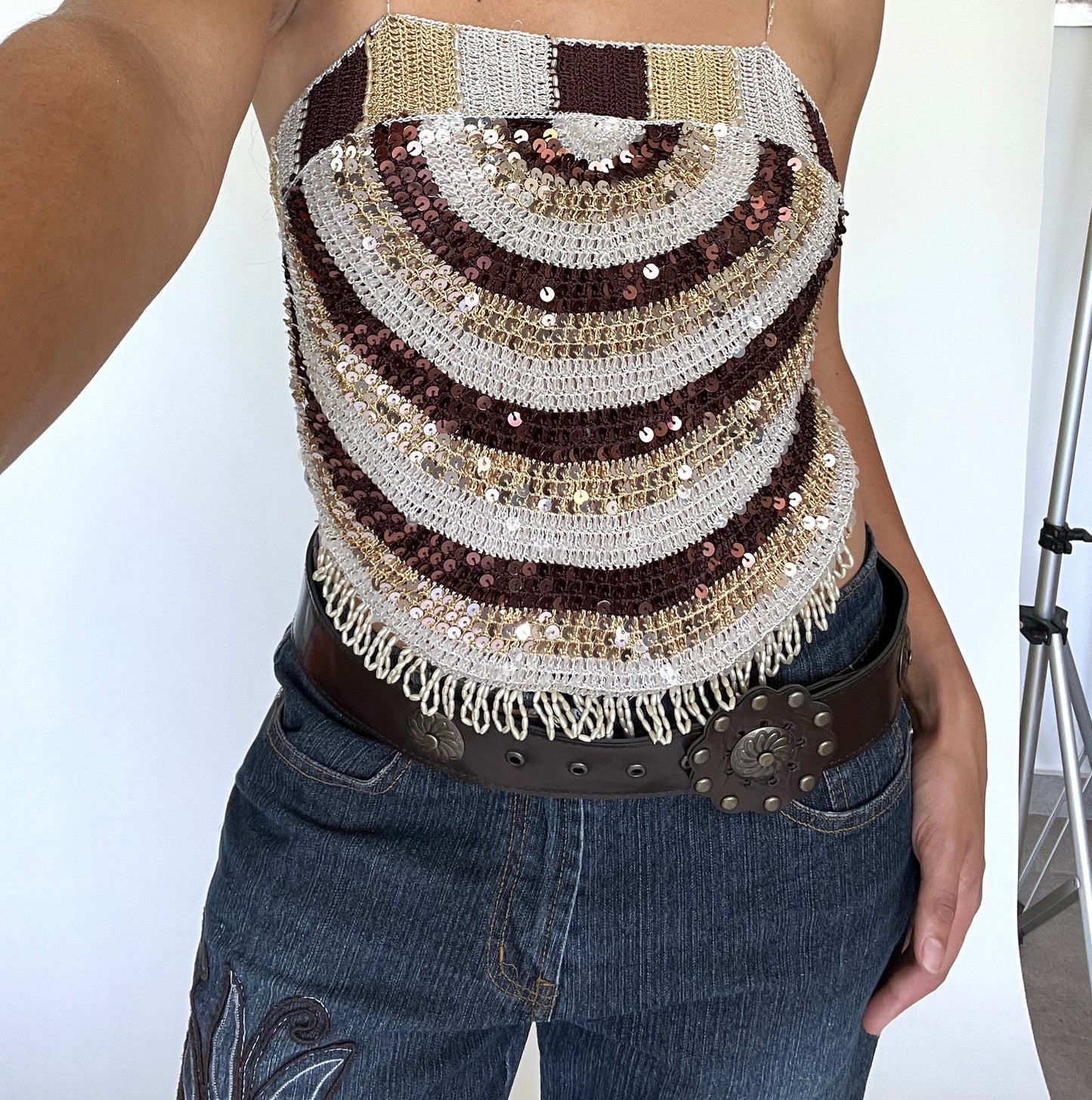 Top dos nu à sequins