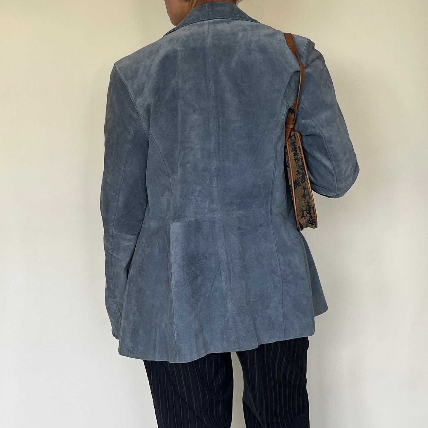 Veste blazer en cuir bleu