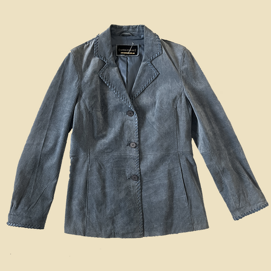 Veste blazer en cuir bleu