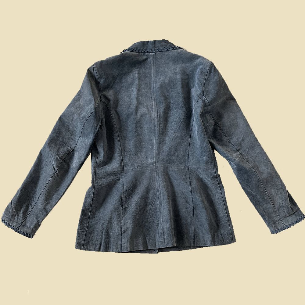 Veste blazer en cuir bleu