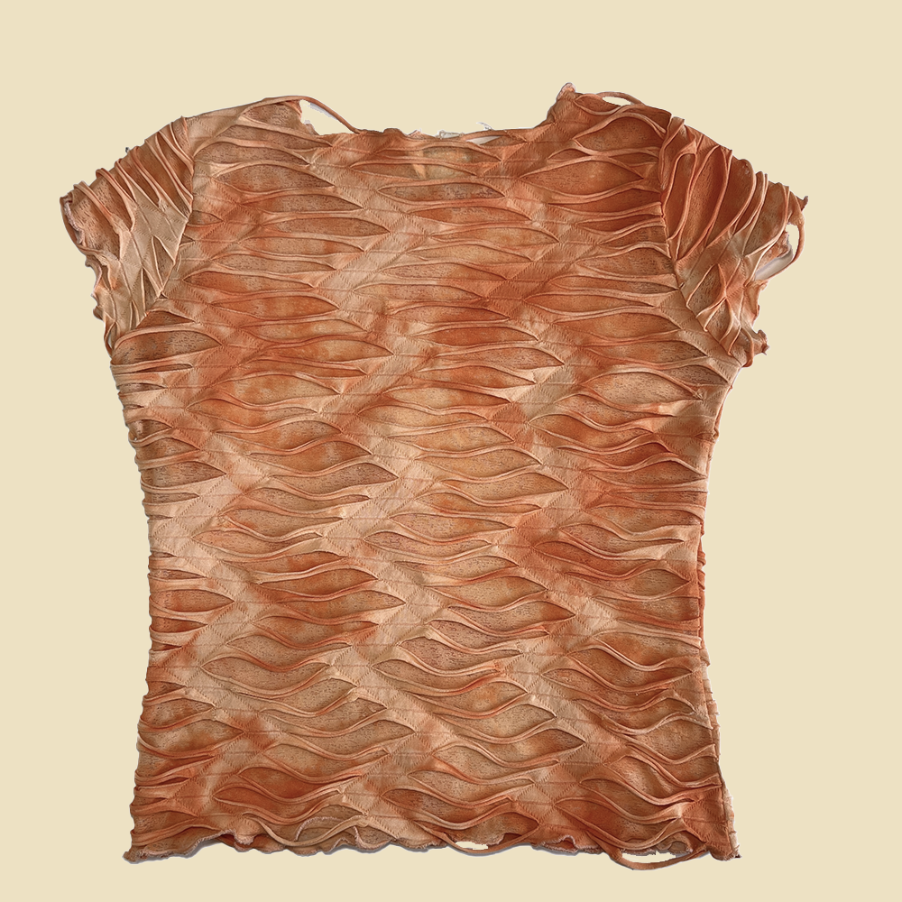 t-shirt orange en mesh