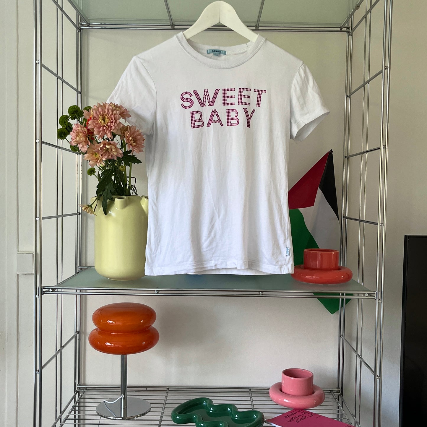 Baby tee "Sweet Baby" rose et blanc