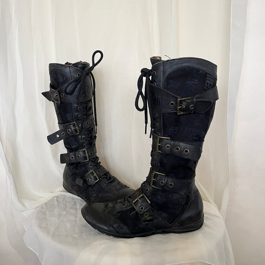 90s Vintage Roberto Cavalli monogram boxing boots