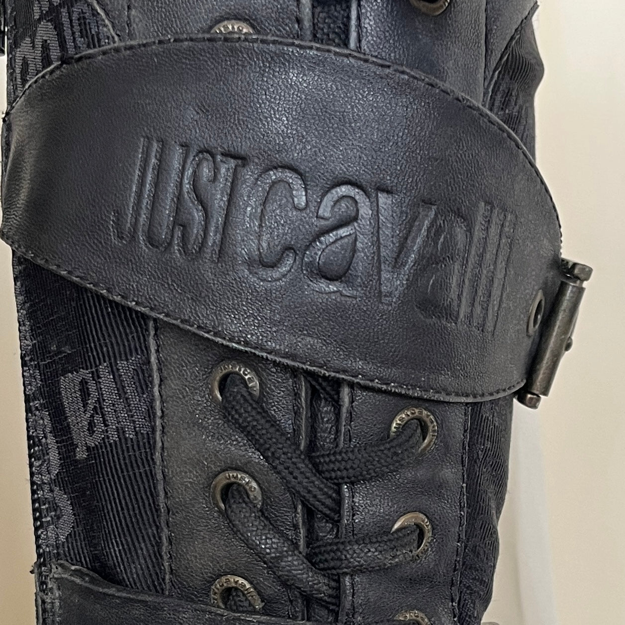 90s Vintage Roberto Cavalli monogram boxing boots