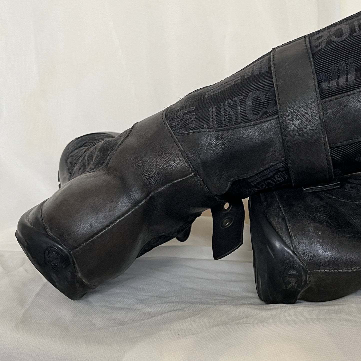 90s Vintage Roberto Cavalli monogram boxing boots