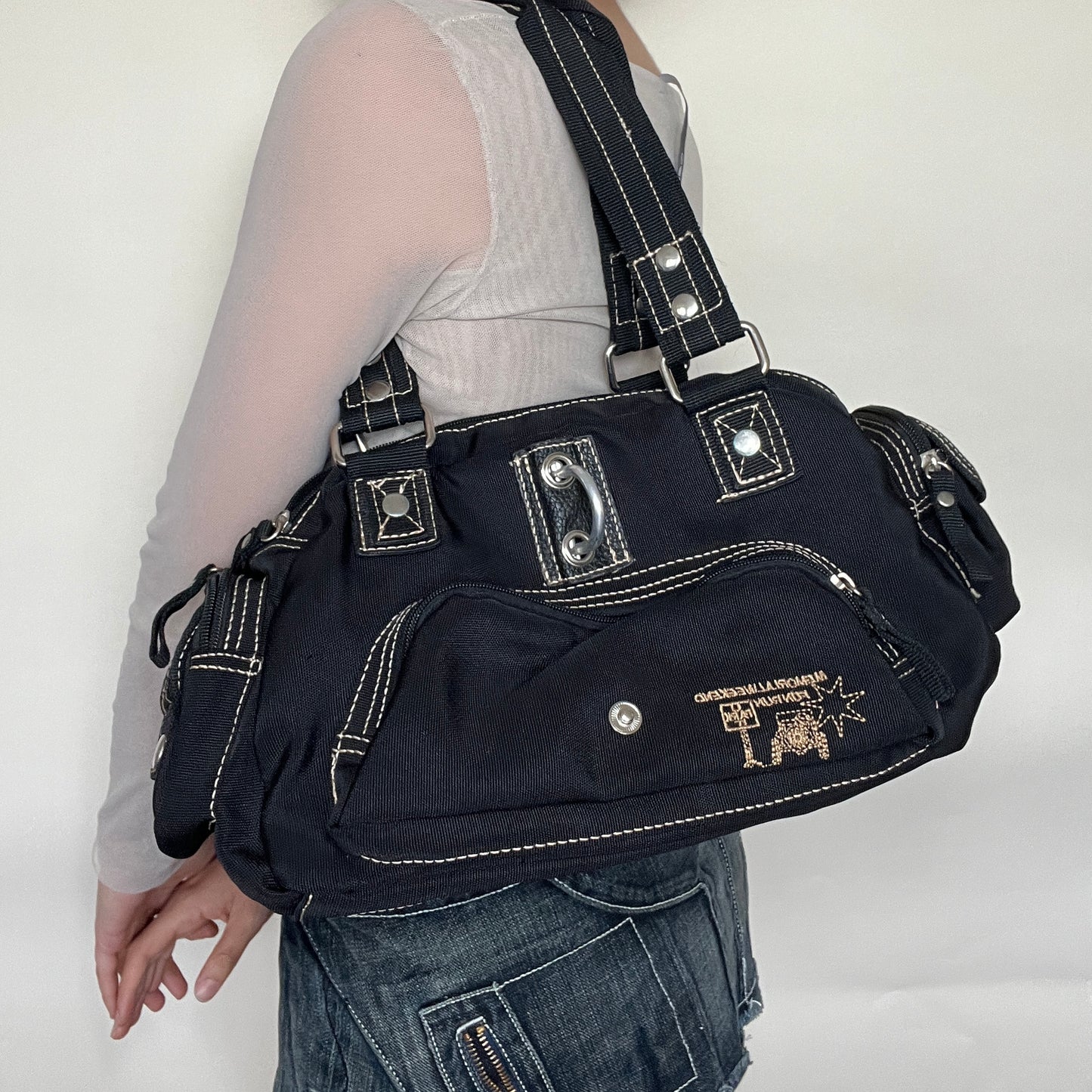 Sac cargo noir utilitaire y2k