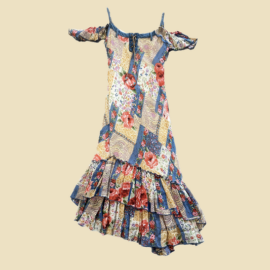 Robe longue en patchwork fleuri