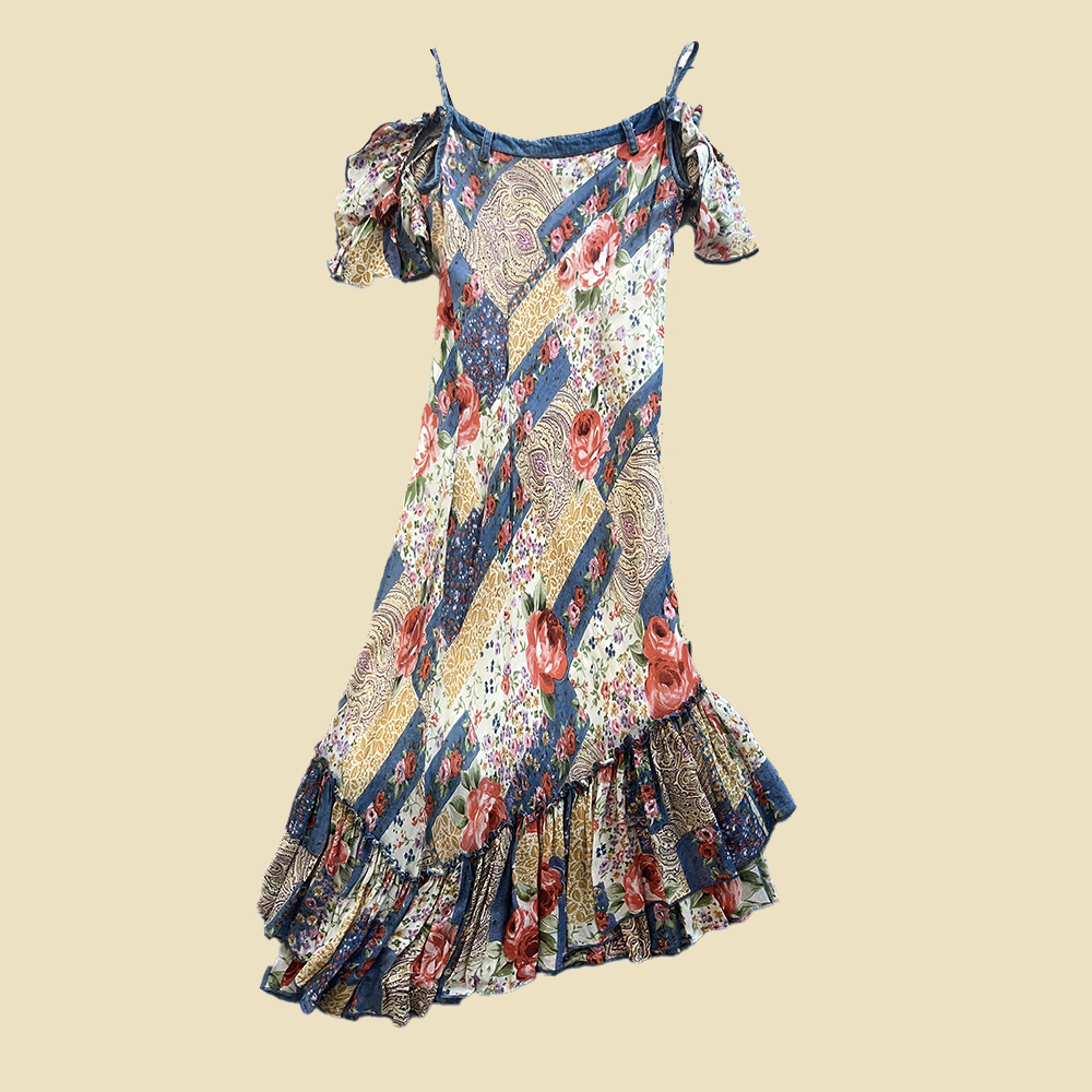 Robe longue en patchwork fleuri