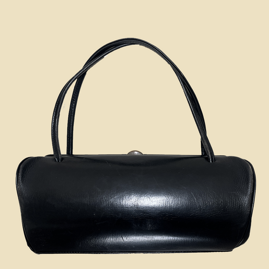 sac cylindrique en cuir noir