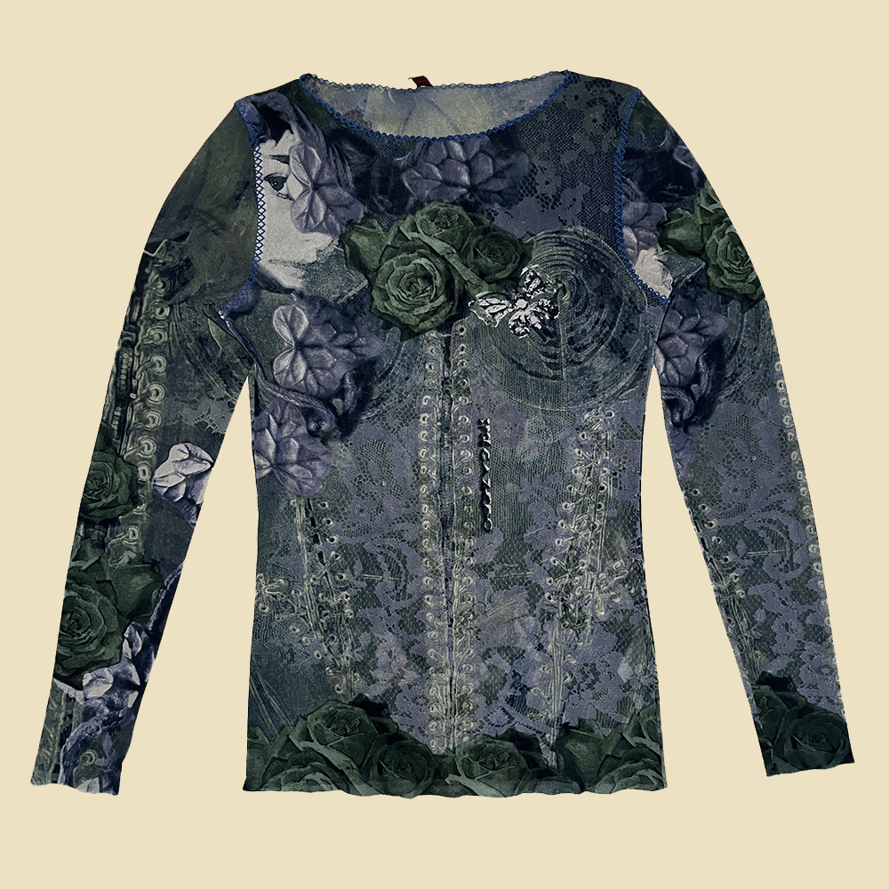 Top en mesh fleuri