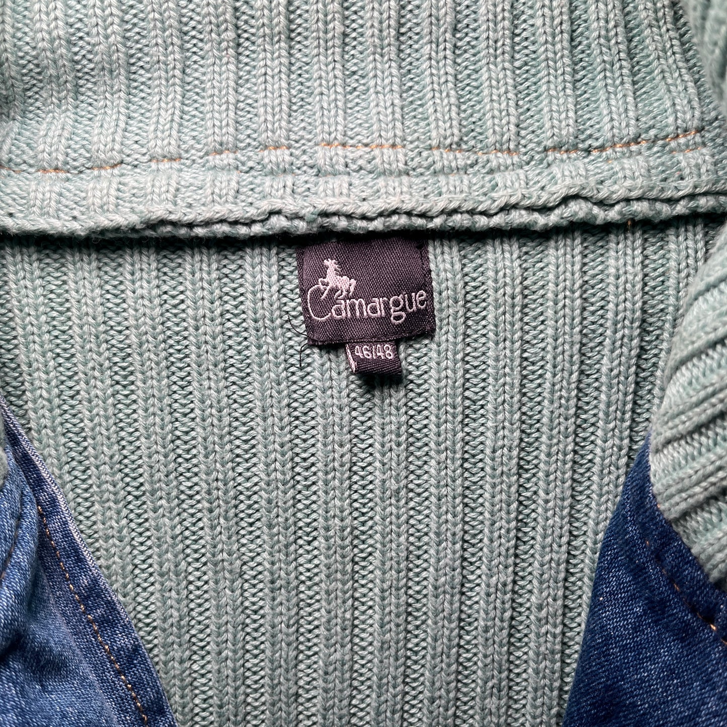 Veste zippée en denim et maille côtelée