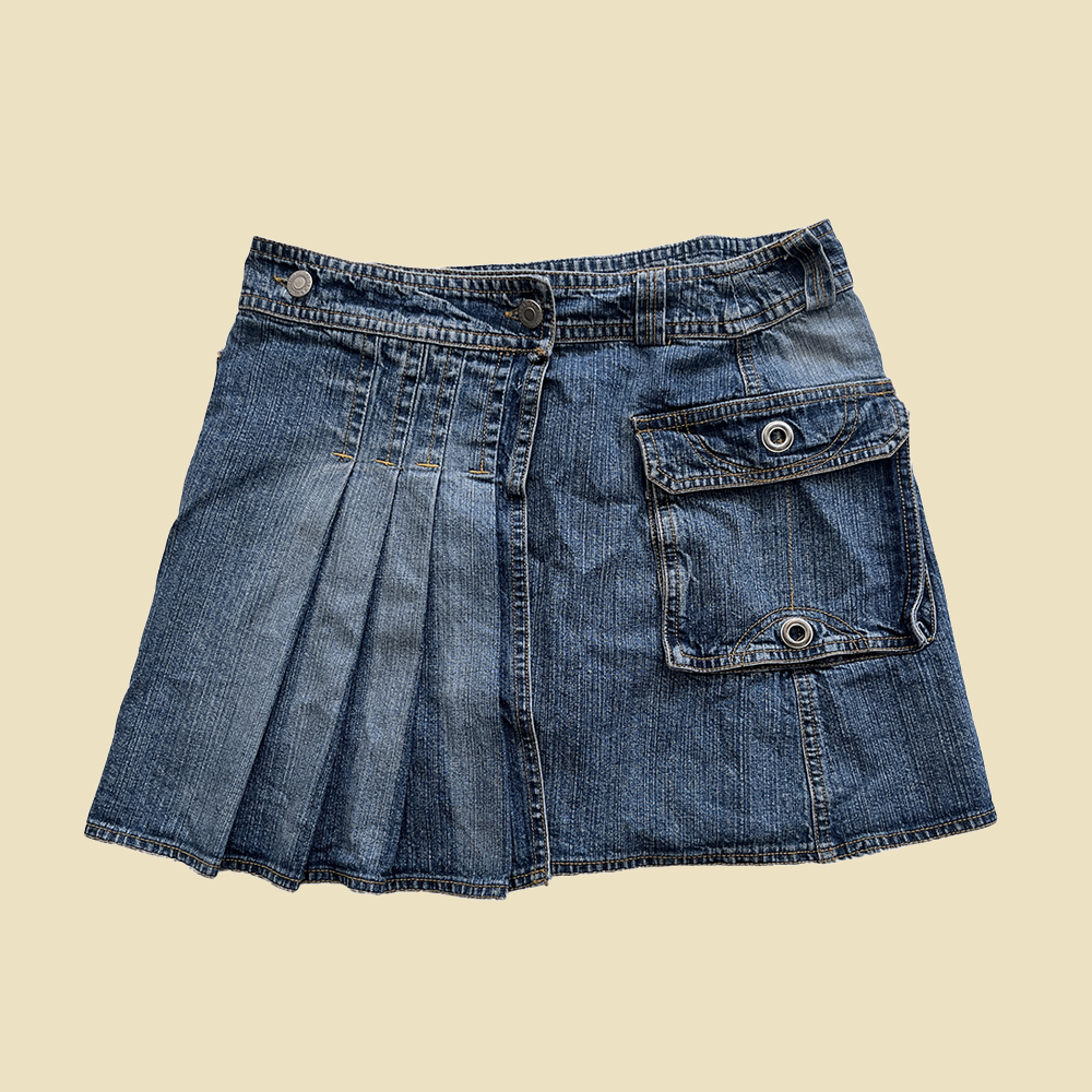 Mini jupe plissée en jean