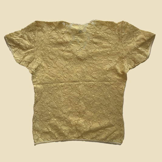 T-shirt jaune en dentelle