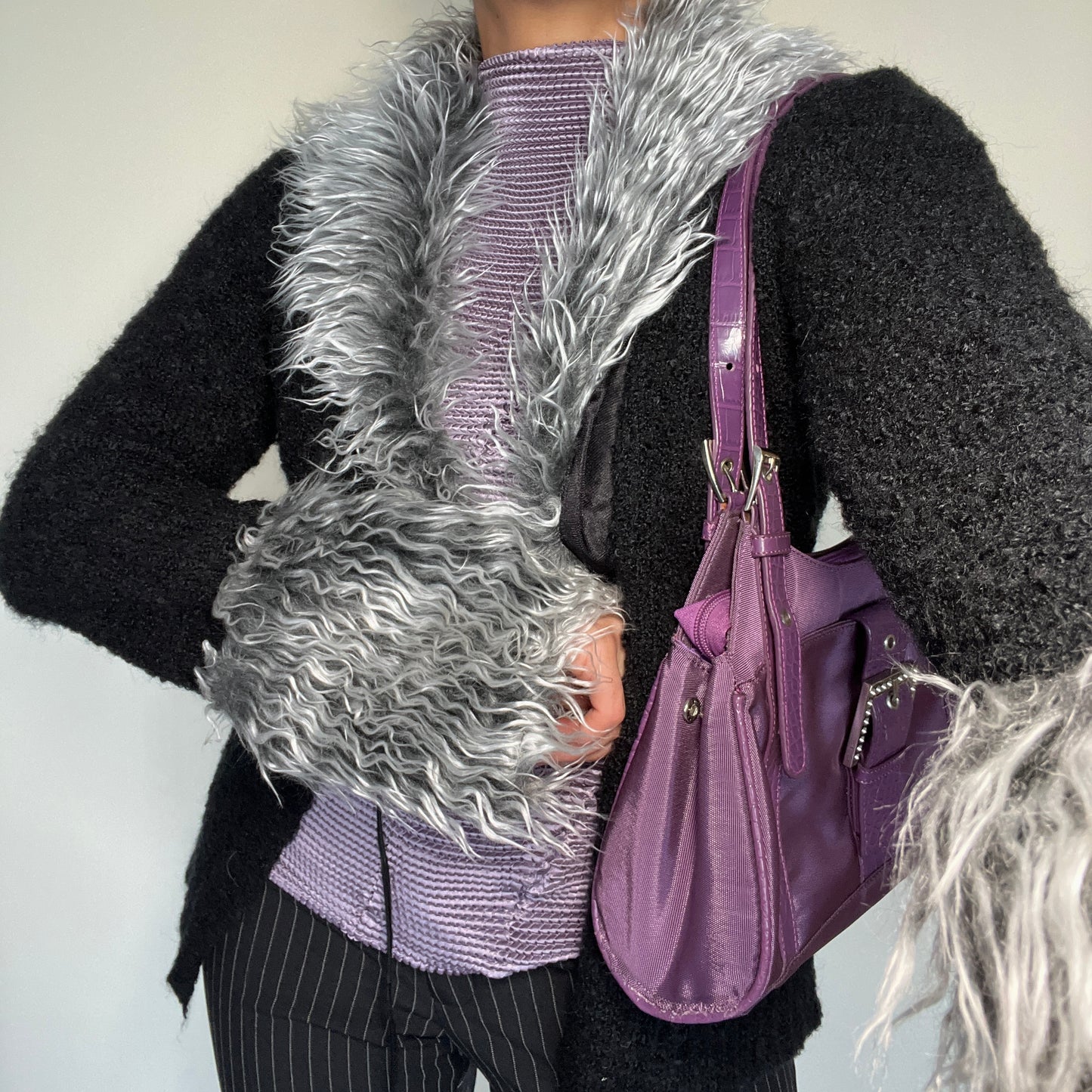 Cardigan afghan noir et gris