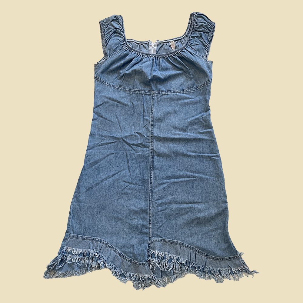 Robe en jean col bardot