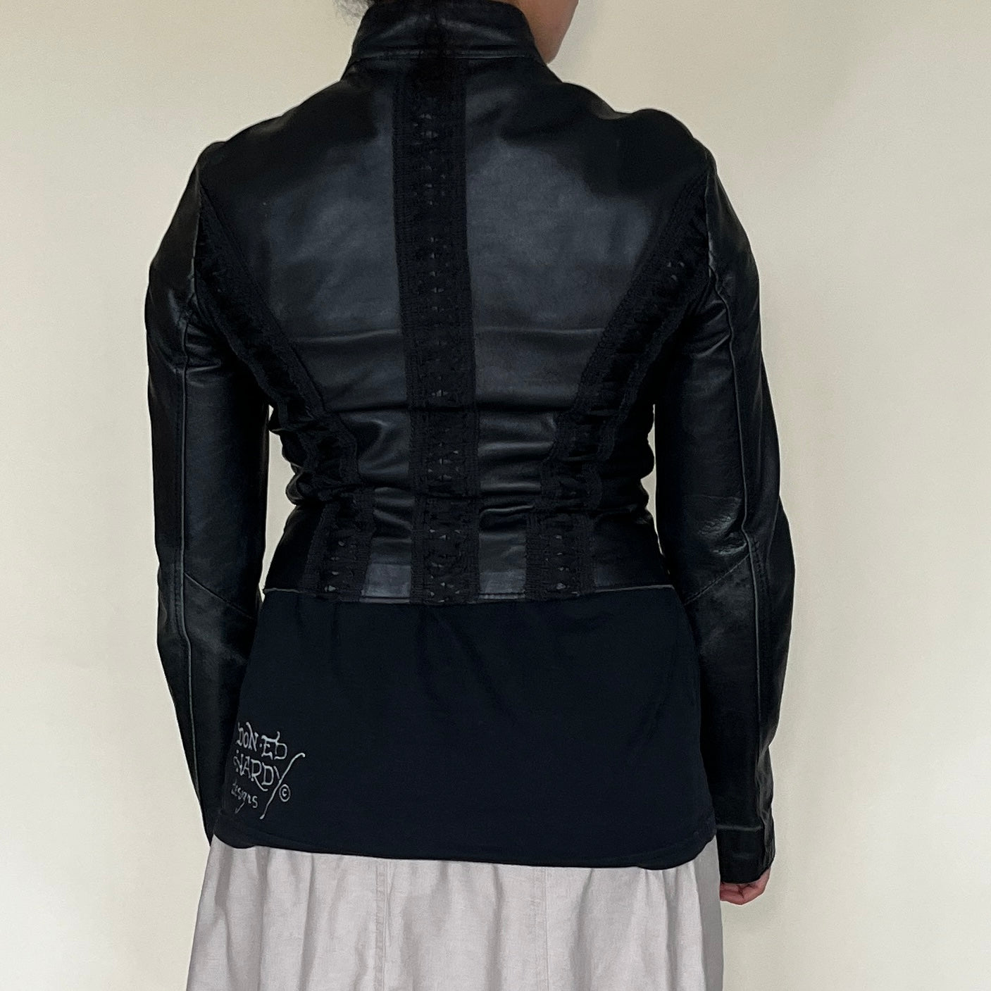 Veste en cuir corsage noir