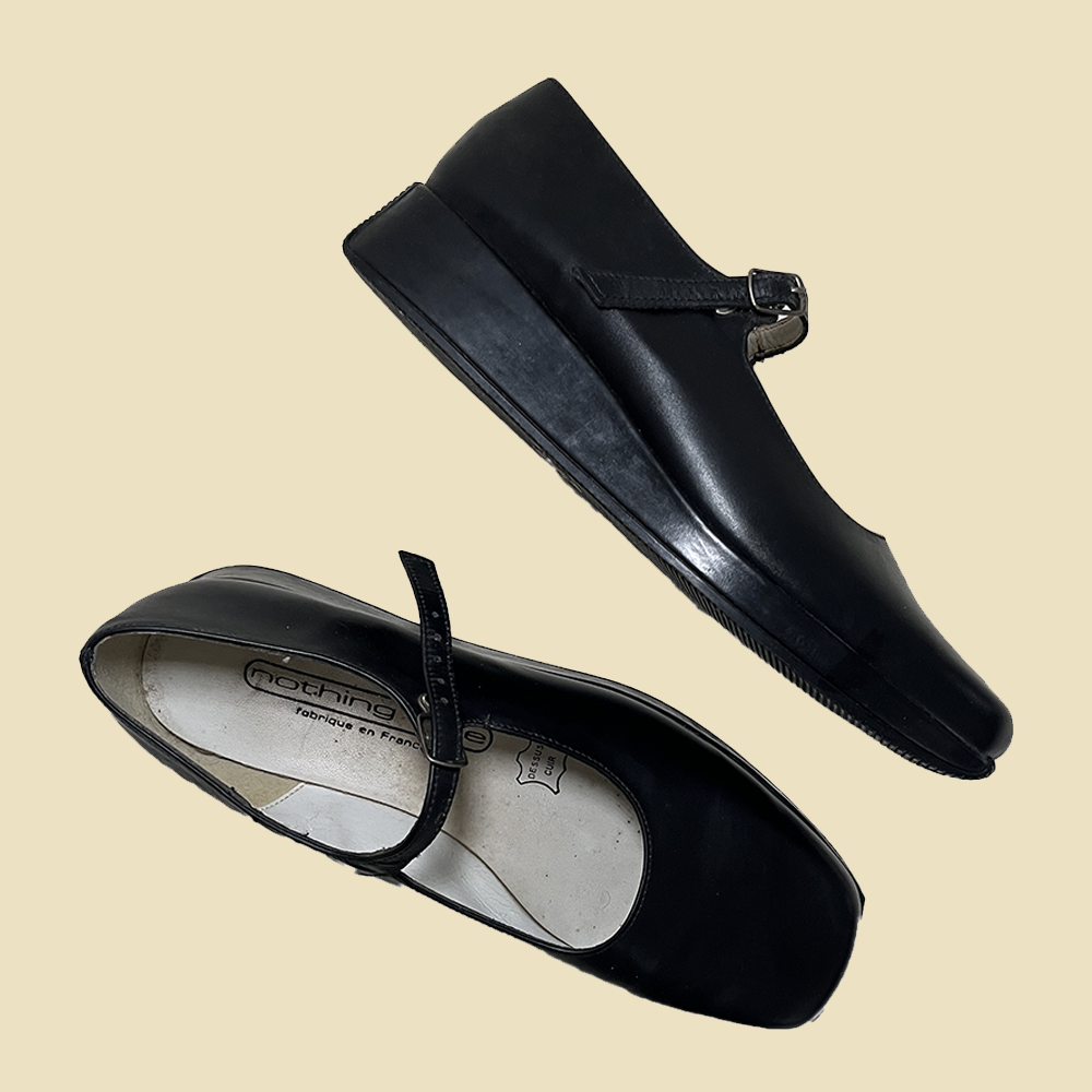 Ballerine Mary jane en cuir noir