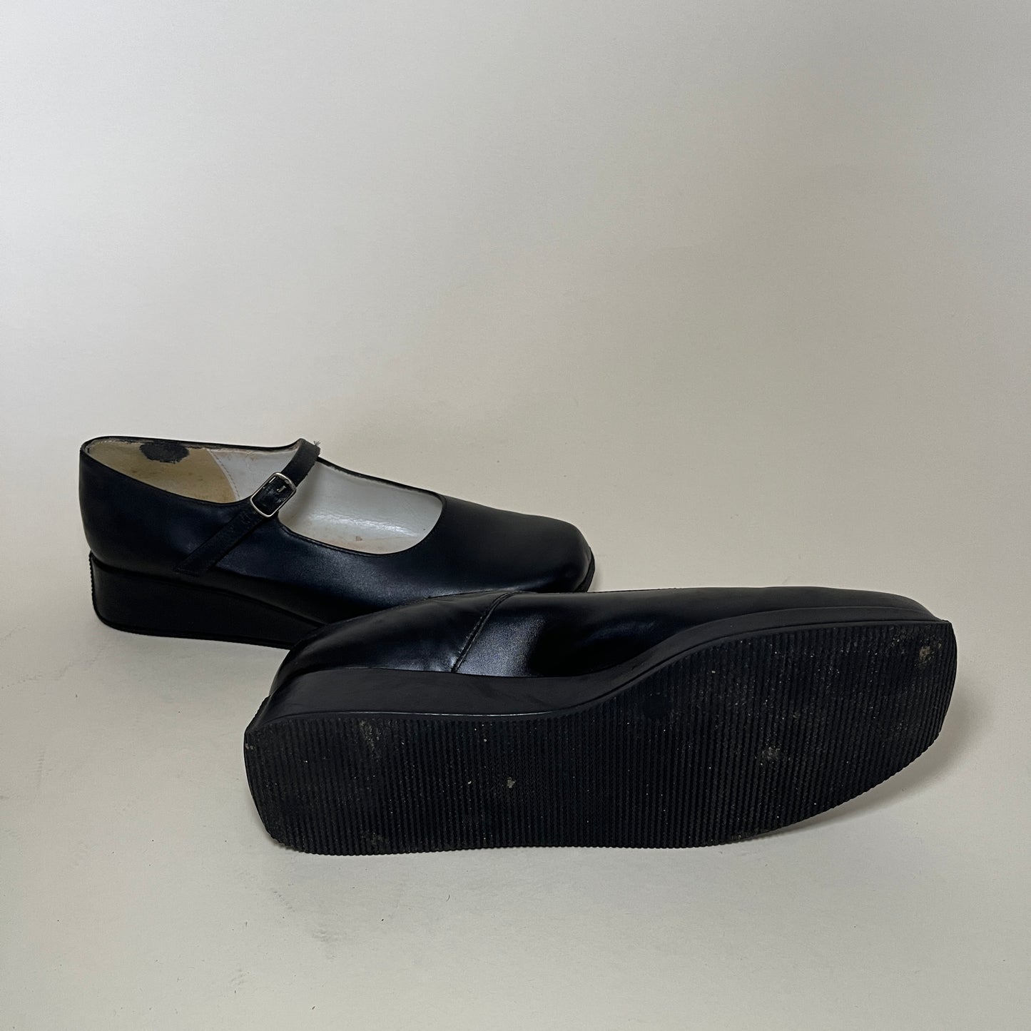 Ballerine Mary jane en cuir noir