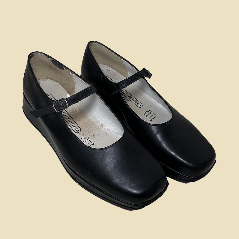 Ballerine Mary jane en cuir noir