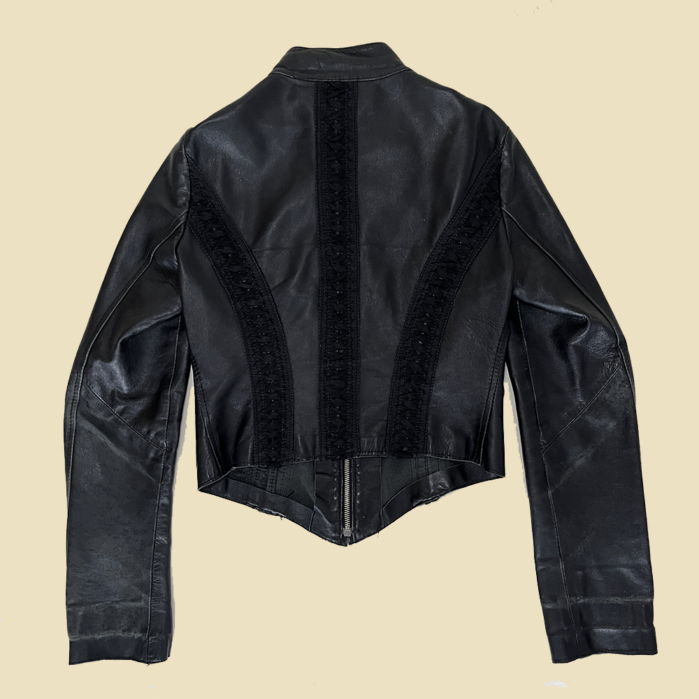 Veste en cuir corsage noir