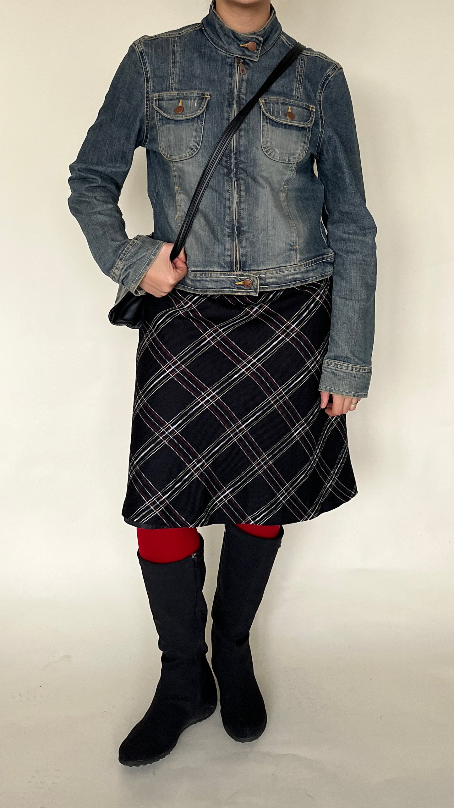 Jupe tartan noir jaune et rouge vintage