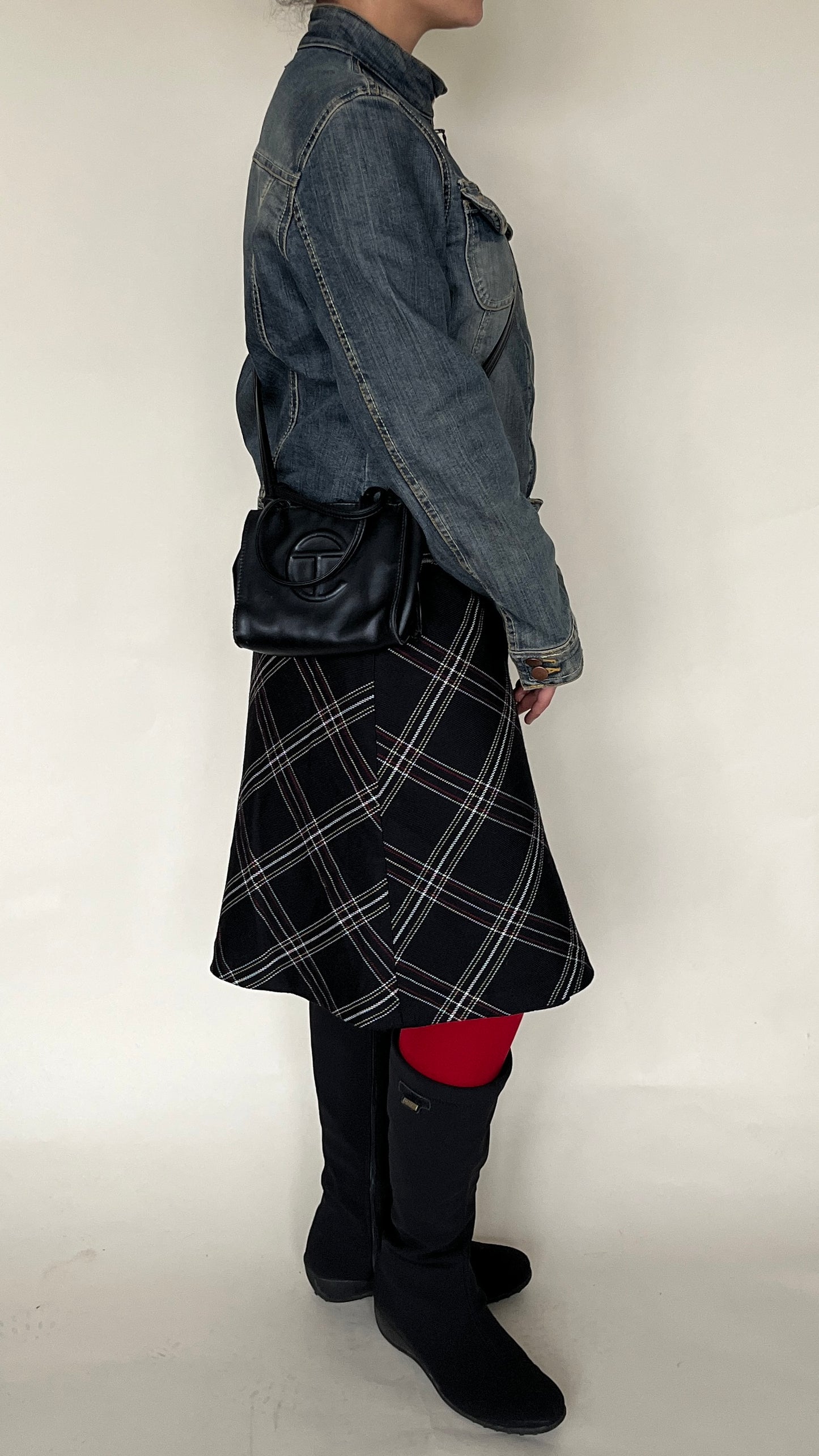 Jupe tartan noir jaune et rouge vintage