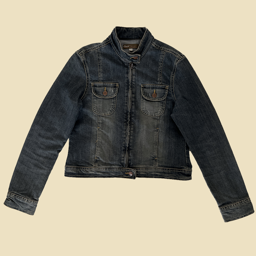 Veste biker en jean vintage