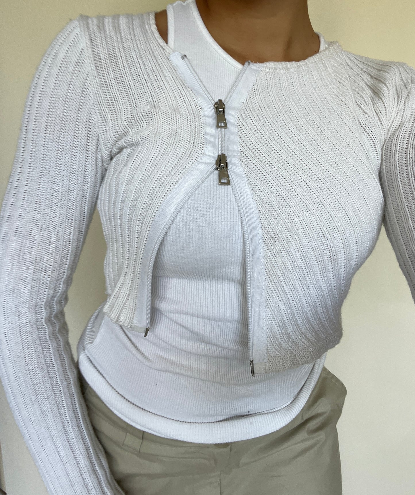 Gilet court modulable blanc