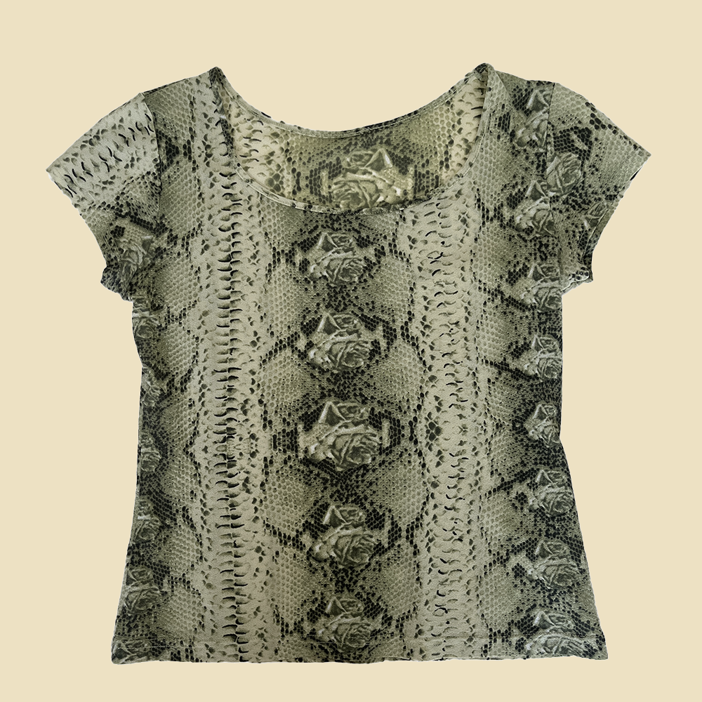 T-shirt imprimé serpent vert