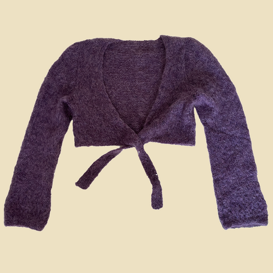 Cardigan court violet en laine