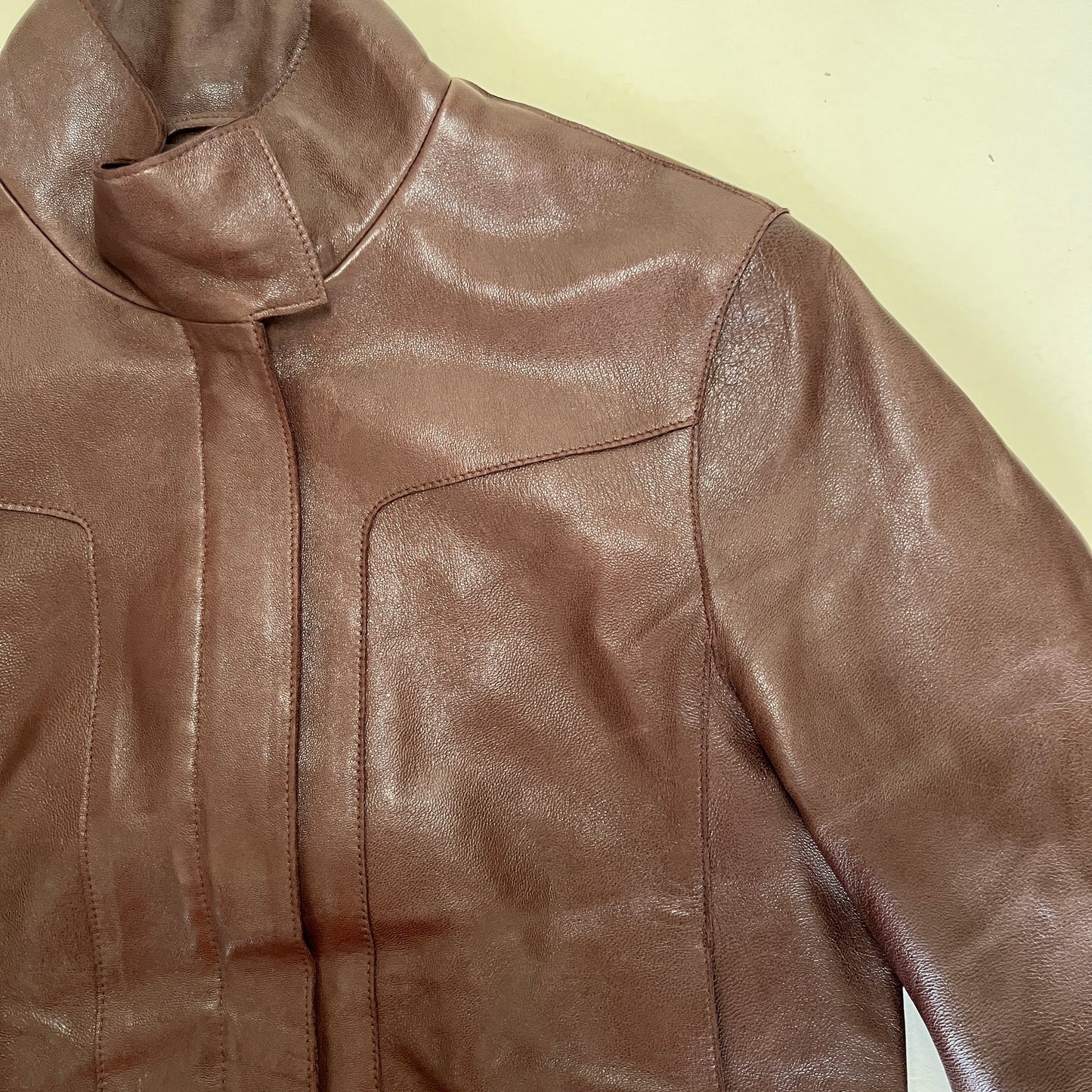 Veste de biker en cuir marron