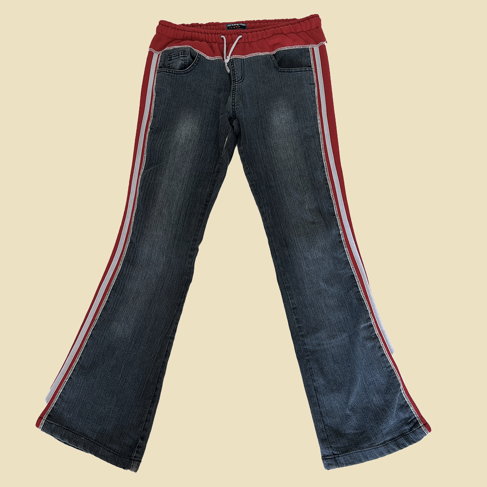 Pantalon jogging denim bi-matière