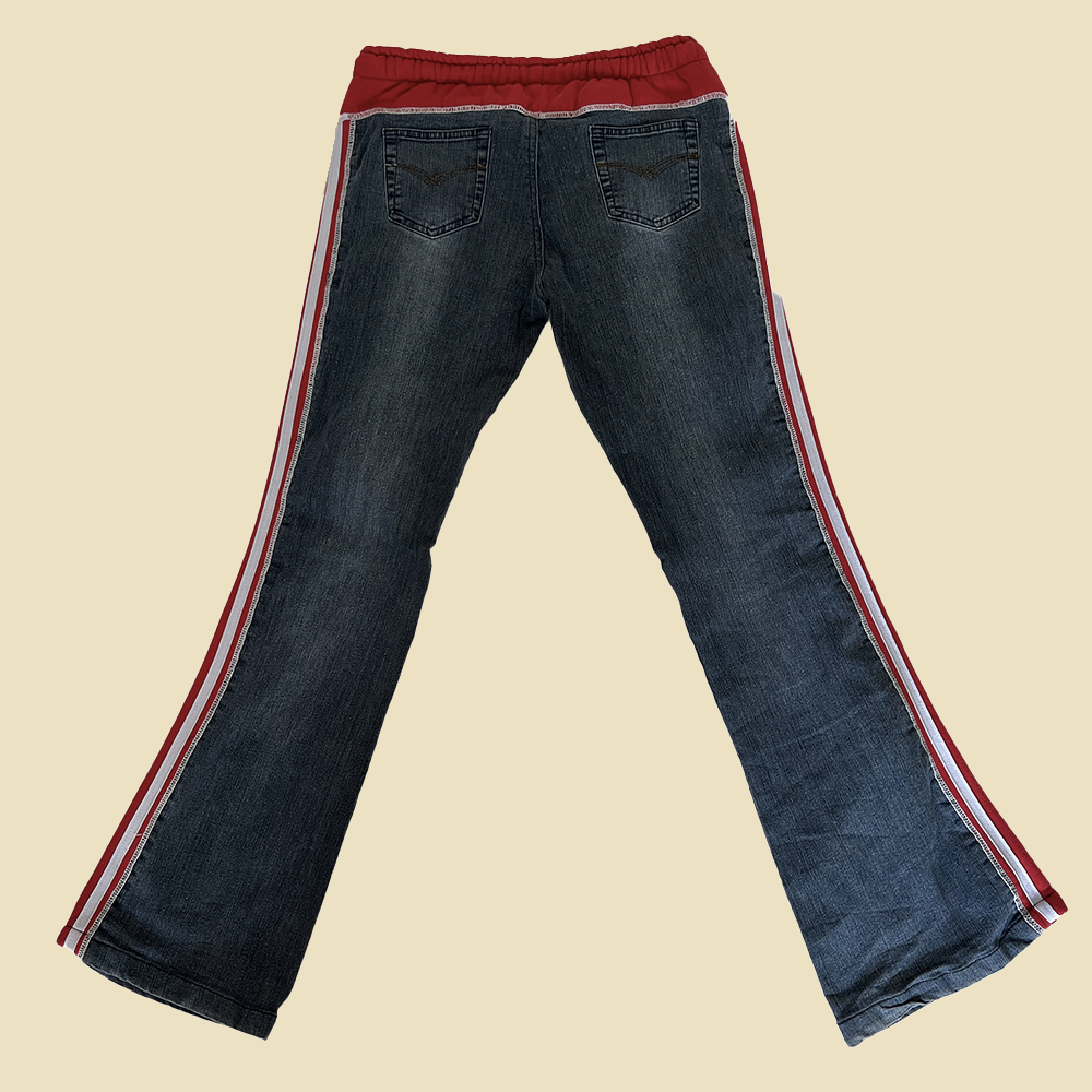 Pantalon jogging denim bi-matière