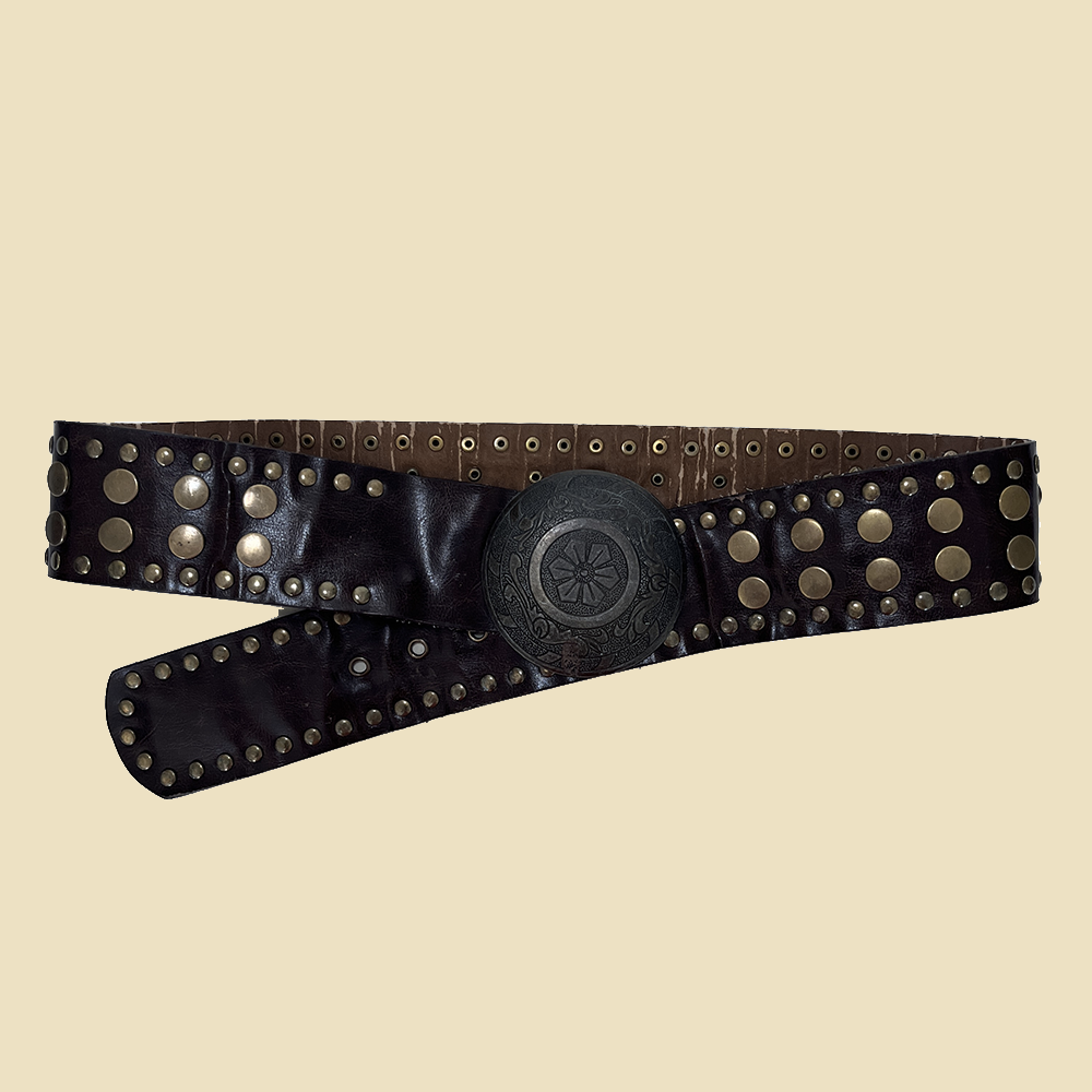 Ceinture western à boucle en cuir marron