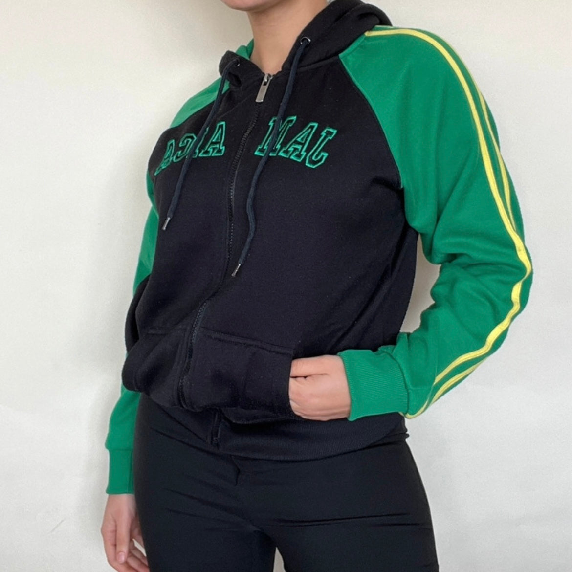 Sweat zippé Jamaica vert et noir