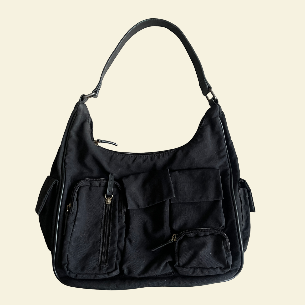 Sac cargo multi-poches en nylon noir