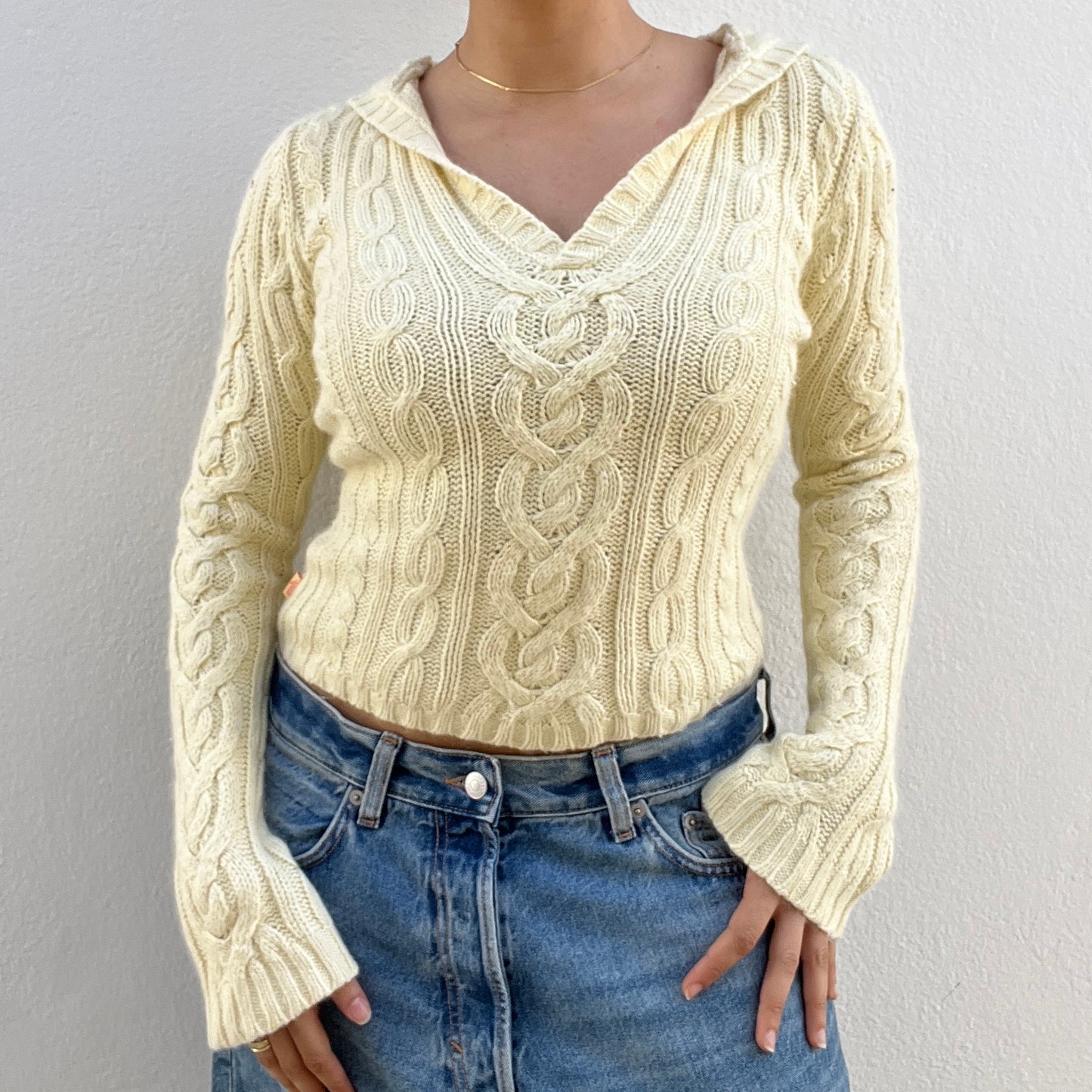 Pull à capuche beige en ramie