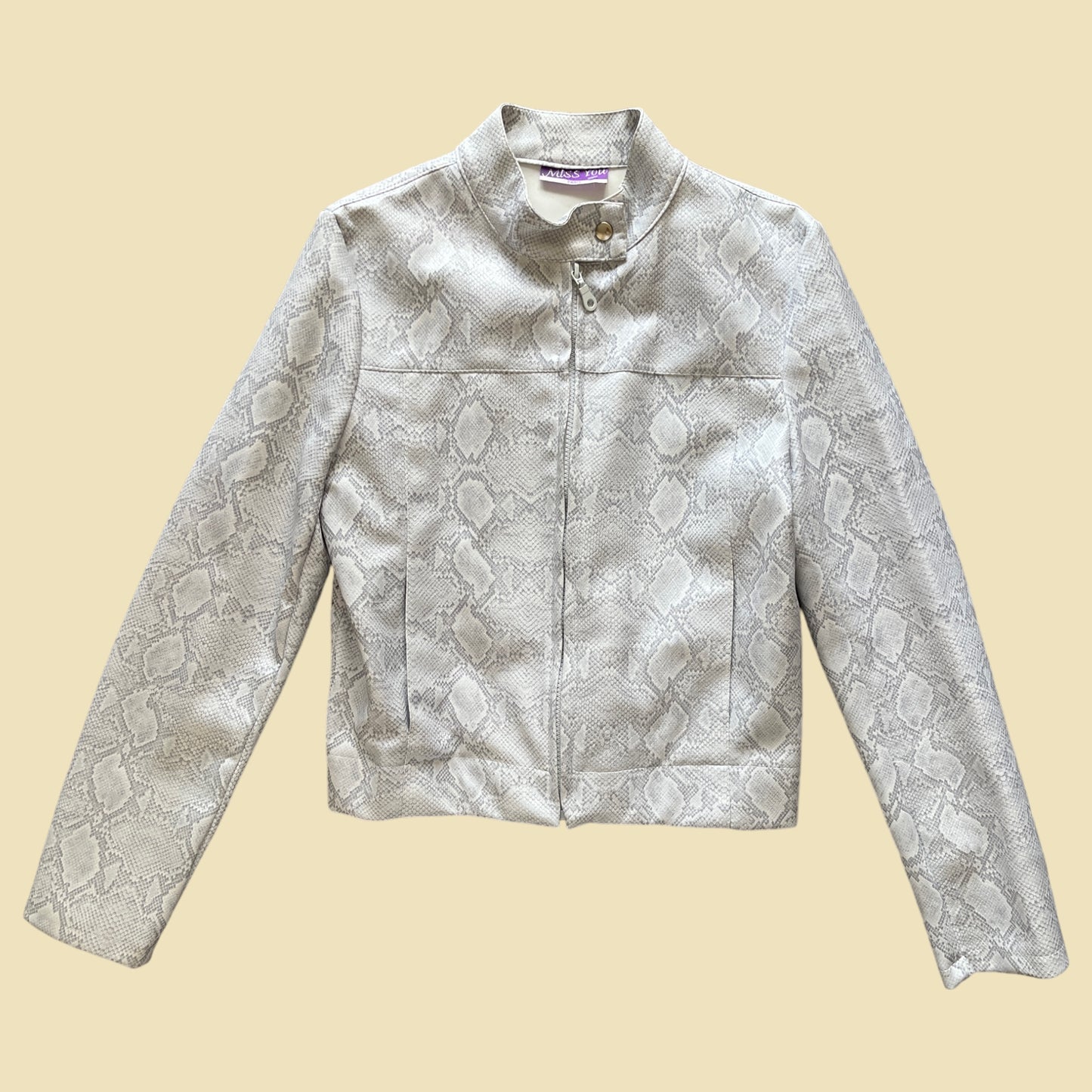 Veste simili cuir effet python blanche