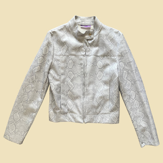 Veste simili cuir effet python blanche