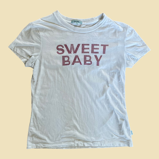 Baby tee "Sweet Baby" rose et blanc