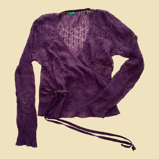 Pull cache coeur ajouré en mohair violet