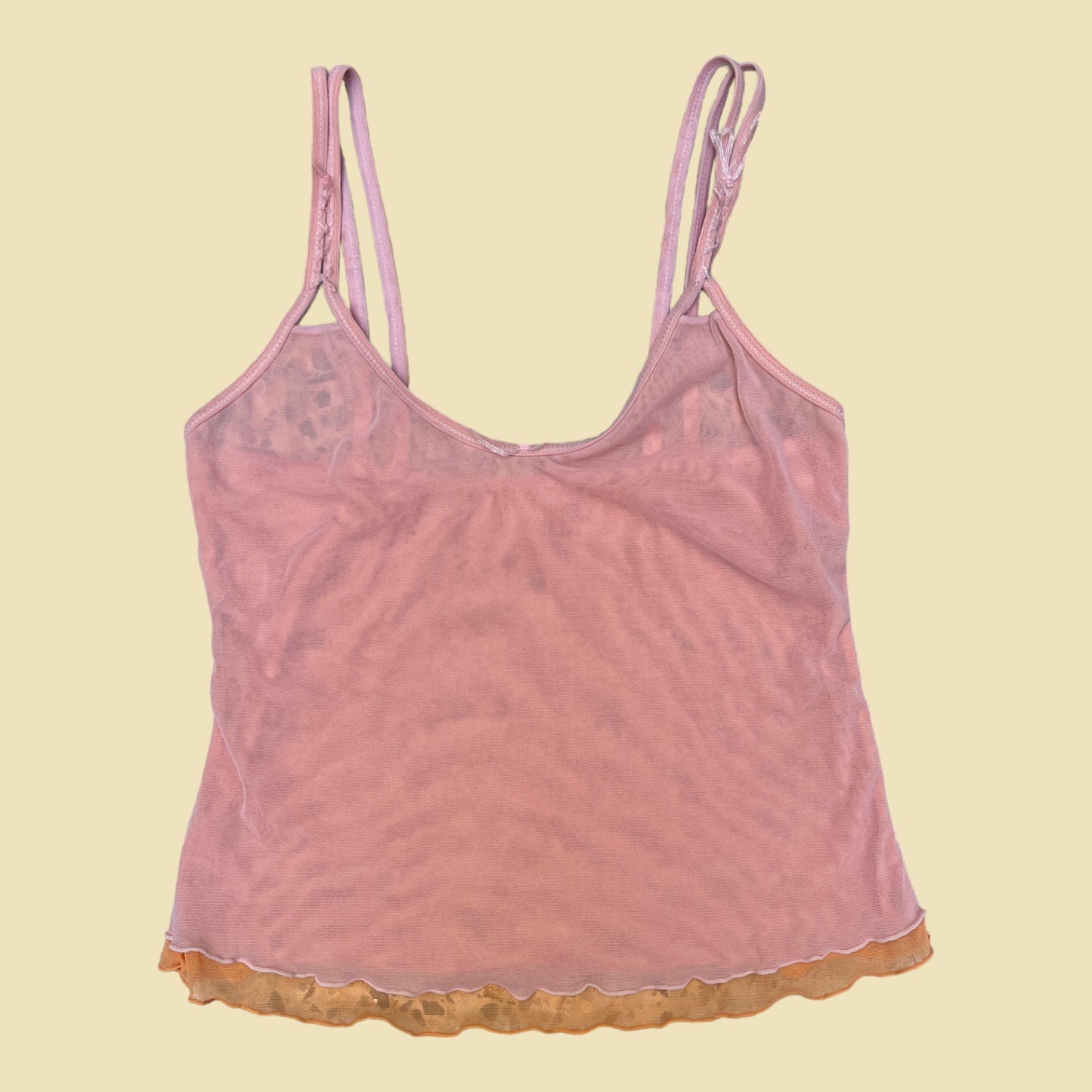 Top noeud en mesh rose orange